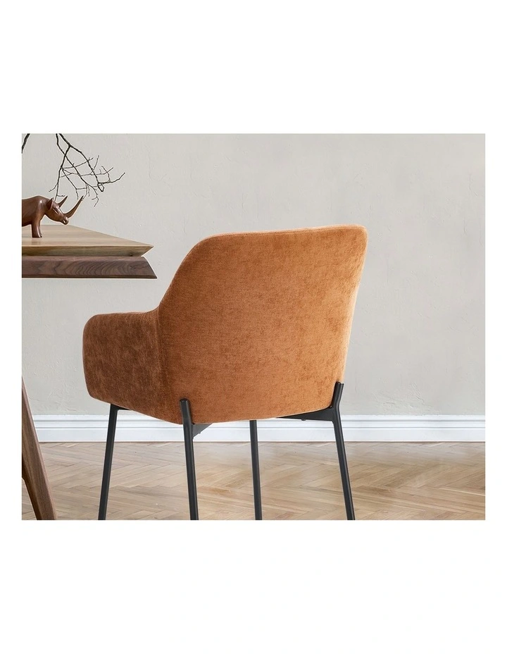 Oikiture 2x Dining Chairs Kitchen Accent Armchairs Chenille Fabric Orange image 6
