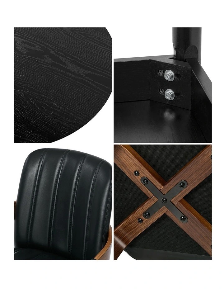 Oikiture 5PCS Dining Table Set 100cm Round Table 4 Faux Leather Dining Chairs image 6