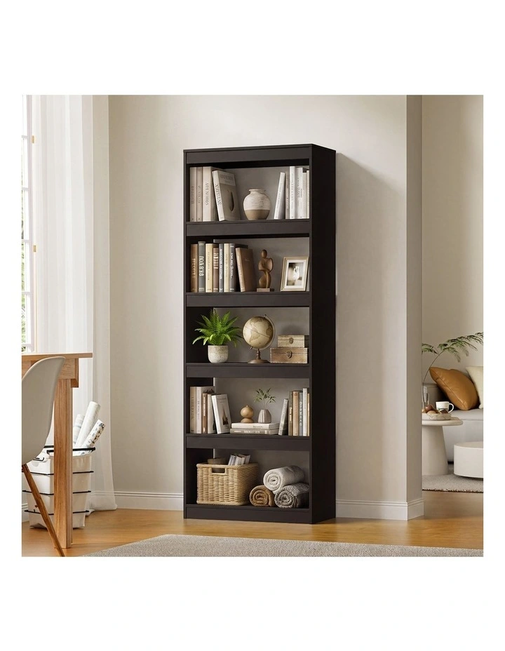 Oikiture 5 Tier Bookshelf Bookcase Display Shelf Open Storage Cabinet Black image 4