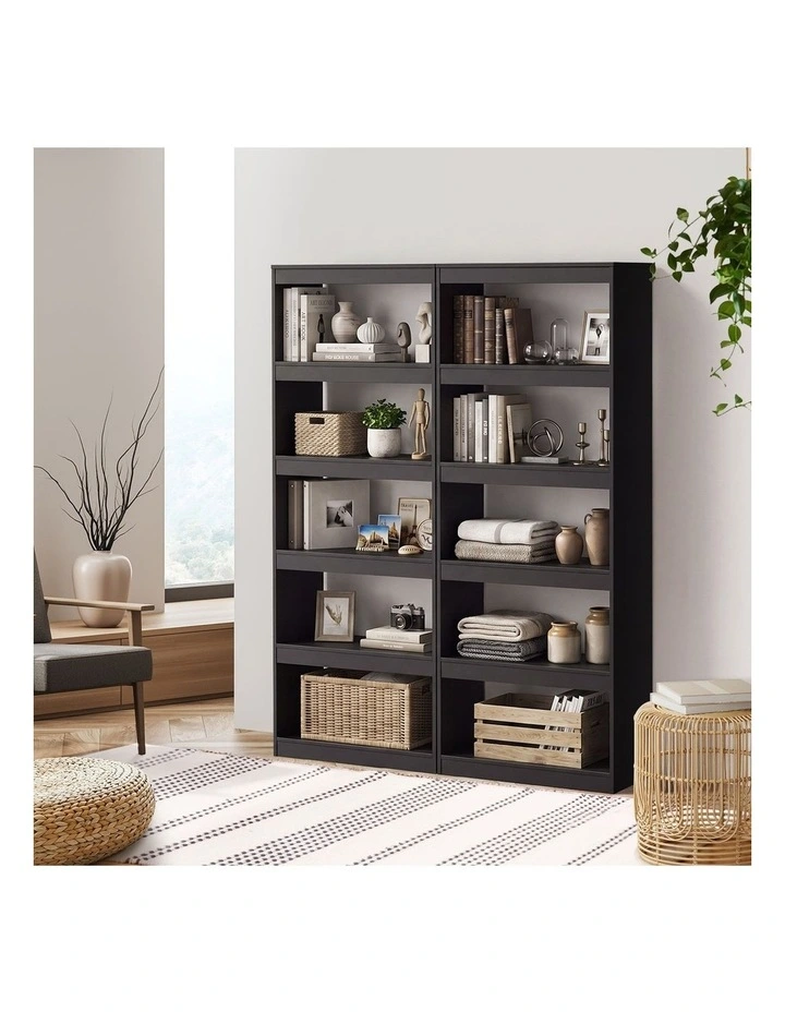 Oikiture 5 Tier Bookshelf Bookcase Display Shelf Open Storage Cabinet Black image 5