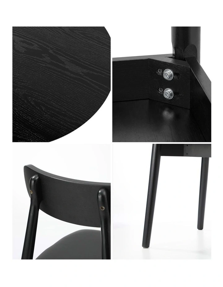 Oikiture 5PCS Dining Table Set 100cm Round Table 4 Rubberwood Dining Chairs image 6