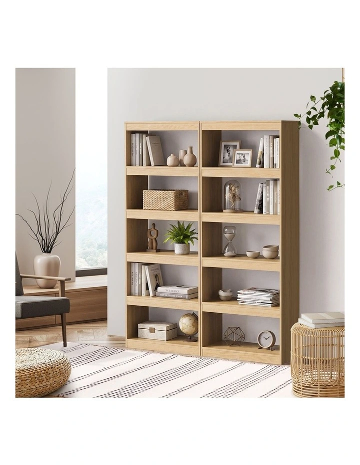 Oikiture 5 Tier Bookshelf Bookcase Display Shelf Open Storage Cabinet Natural image 5