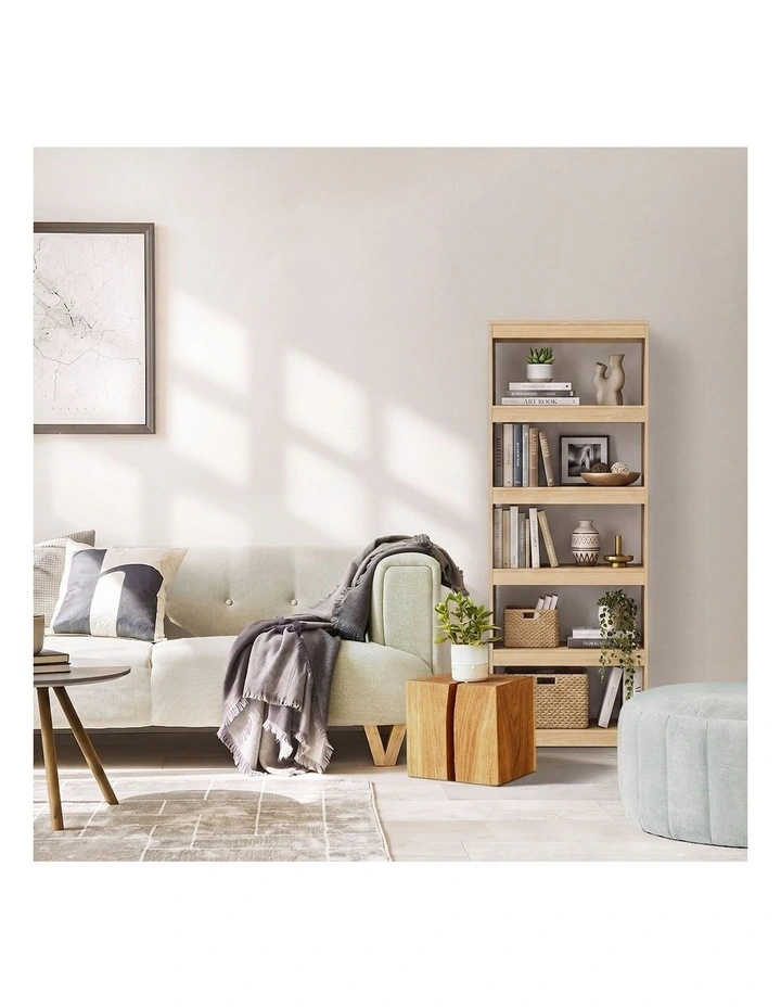 Oikiture 5 Tier Bookshelf Bookcase Display Shelf Open Storage Cabinet Natural image 7