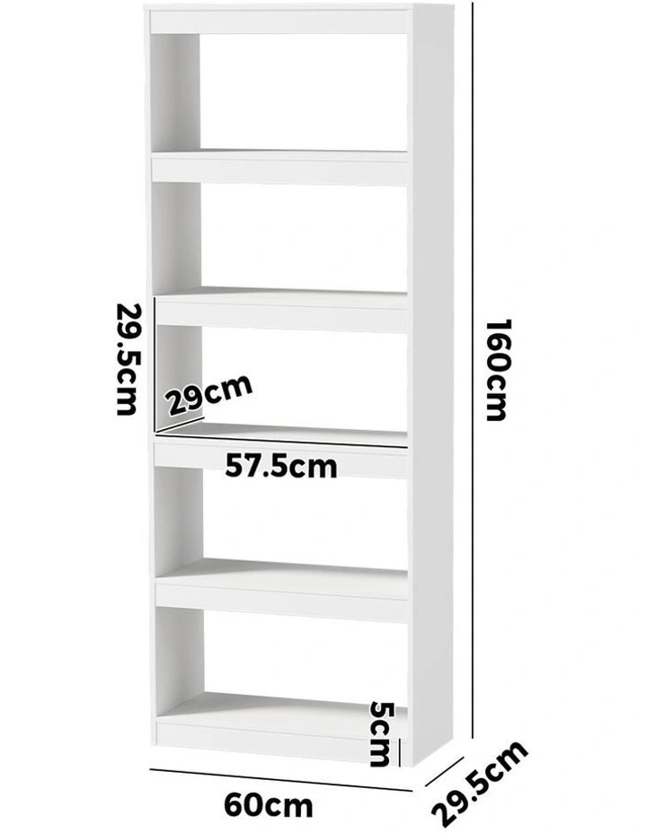 Oikiture 5 Tier Bookshelf Bookcase Display Shelf Open Storage Cabinet White image 3