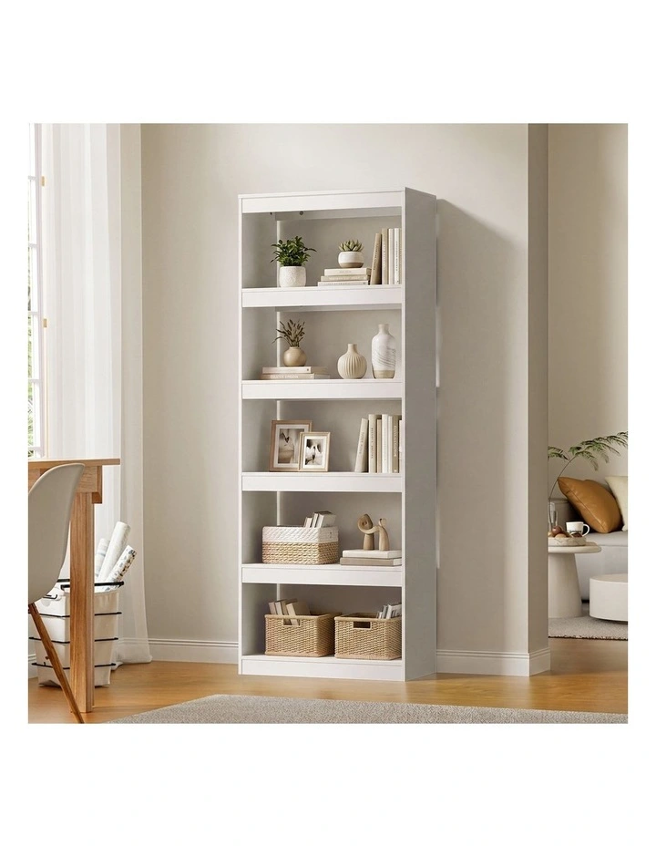Oikiture 5 Tier Bookshelf Bookcase Display Shelf Open Storage Cabinet White image 4