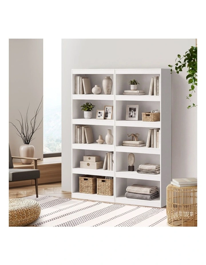 Oikiture 5 Tier Bookshelf Bookcase Display Shelf Open Storage Cabinet White image 5