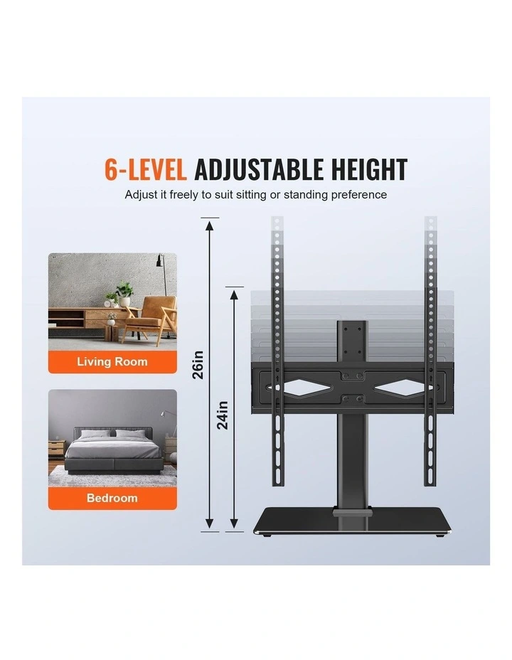 Black Swivel TV Stand 32-55 Inch Compact Adjustable Mount Stand image 2