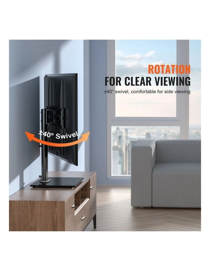 Black Swivel TV Stand 32-55 Inch Compact Adjustable Mount Stand image 3