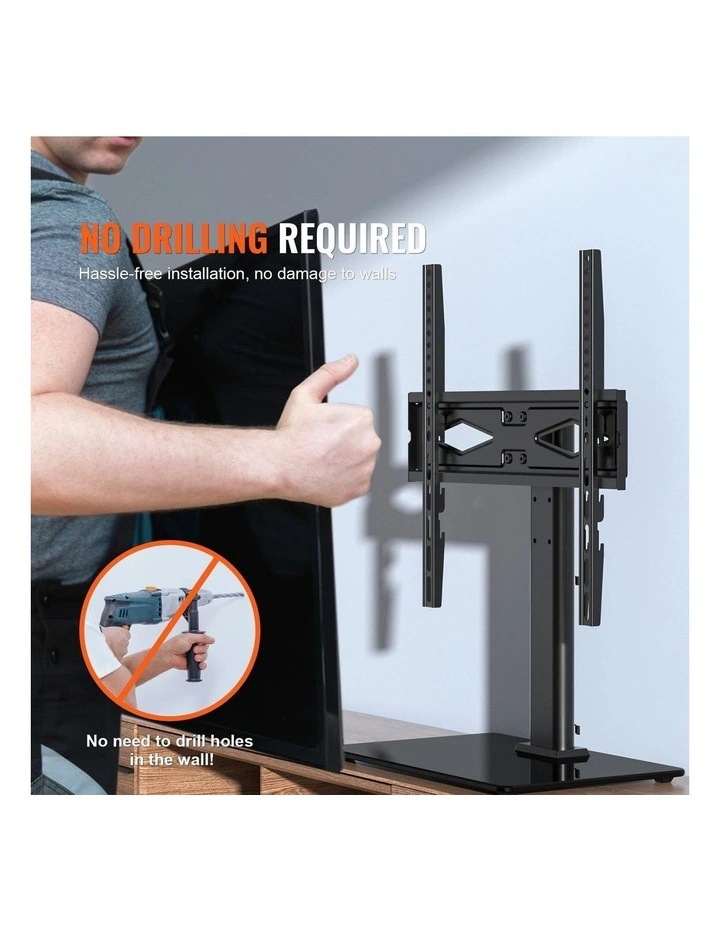 Black Swivel TV Stand 32-55 Inch Compact Adjustable Mount Stand image 4