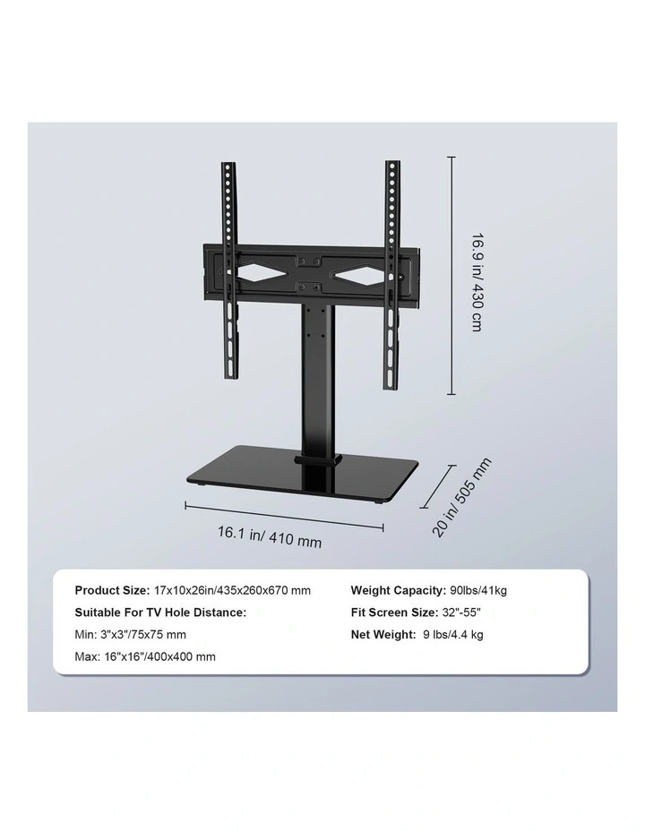 Black Swivel TV Stand 32-55 Inch Compact Adjustable Mount Stand image 6