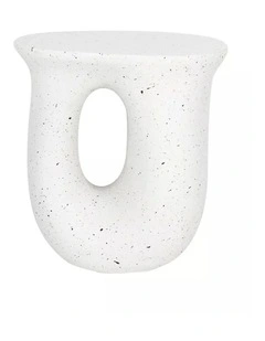 Off-White Speckled Modern Stool With Oval Cutout