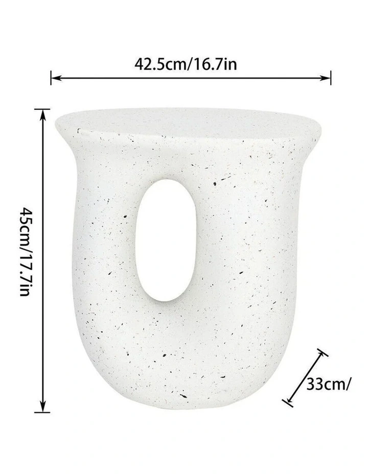Off-White Speckled Modern Stool With Oval Cutout image 6