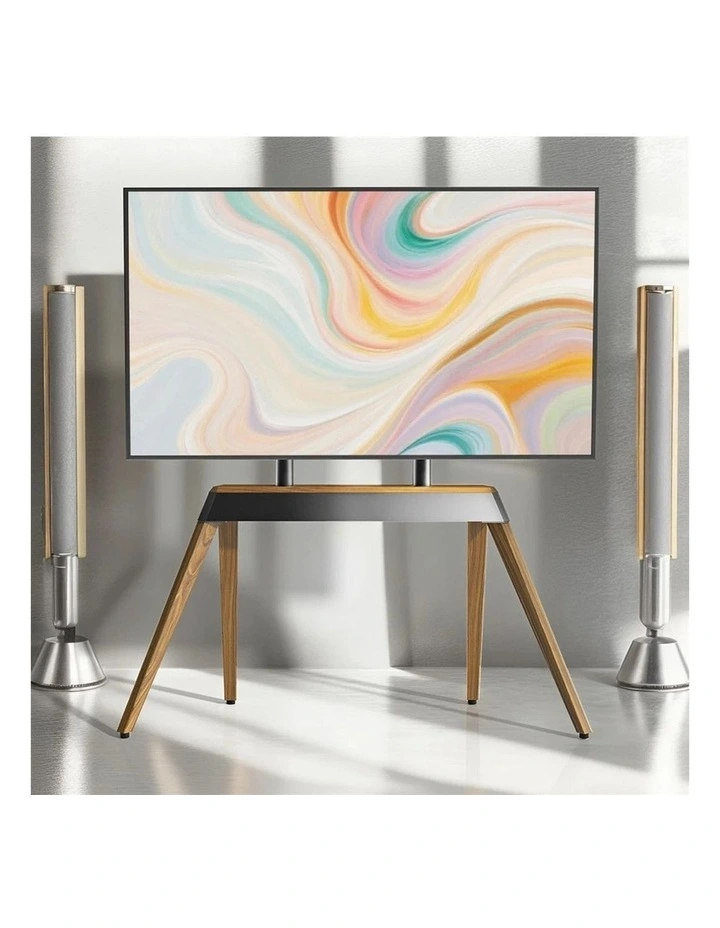 Black Mobile TV Floor Stand with Shelves and Locking Wheels for 32-70 Inch Screens image 3