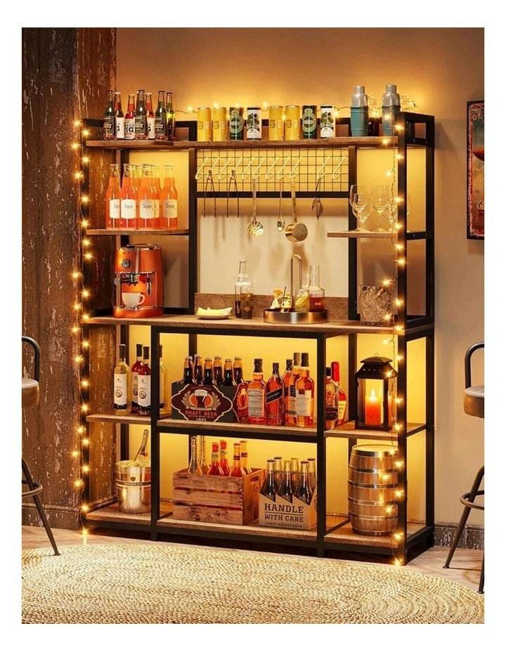 Brown XXL Kitchen Storage Rack with Microwave Stand and Freestanding Shelves image 4