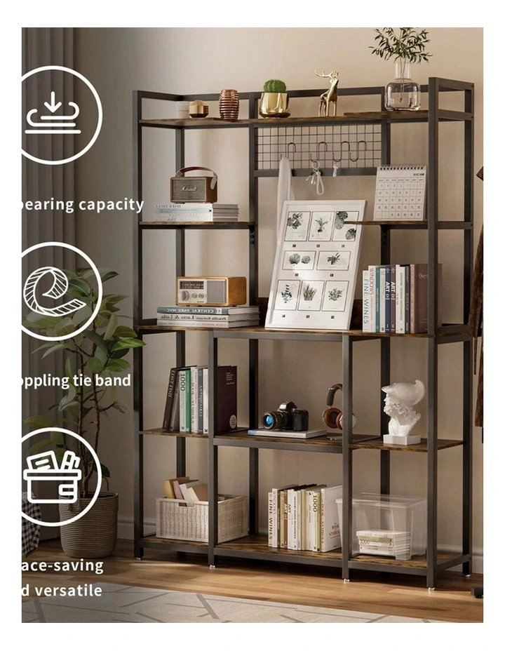 Brown XXL Kitchen Storage Rack with Microwave Stand and Freestanding Shelves image 6