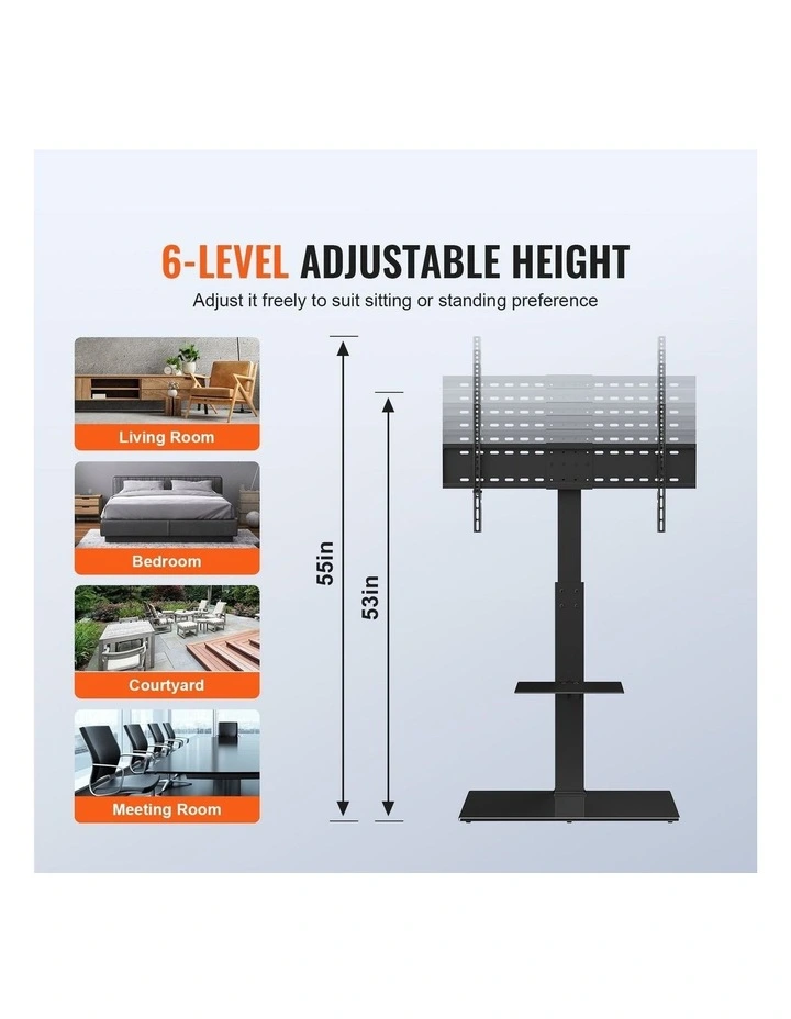 Black Swivel TV Stand 32-85 Inch Heavy Duty Adjustable Mount Stand image 2