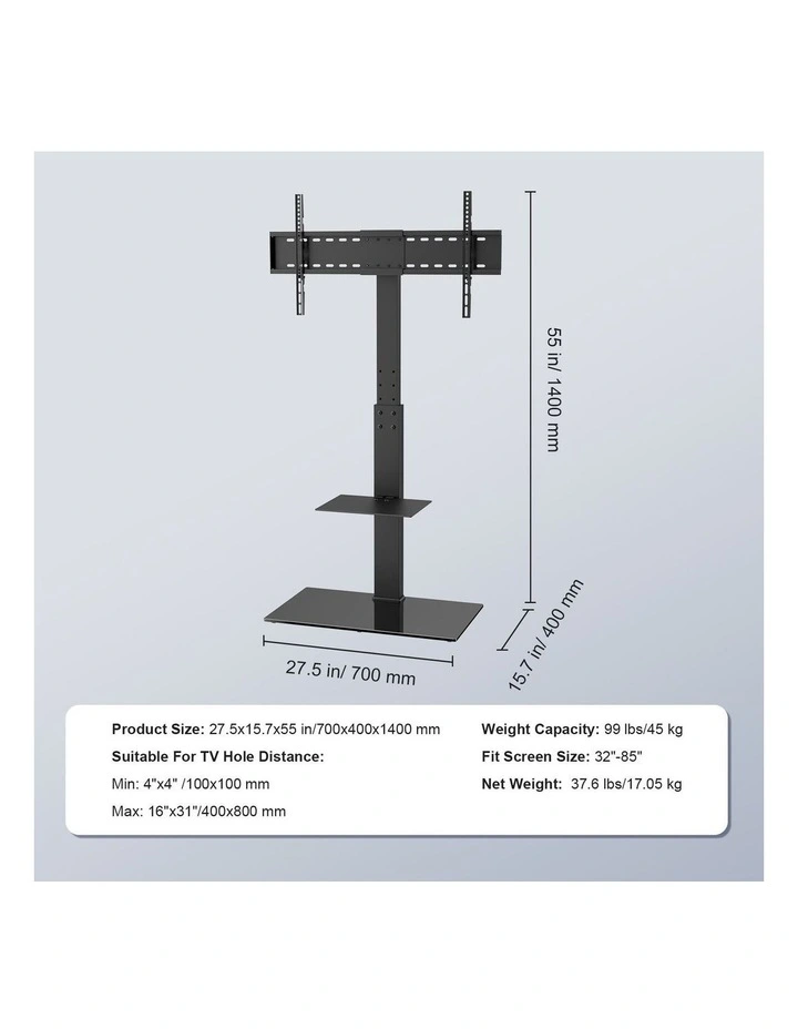 Black Swivel TV Stand 32-85 Inch Heavy Duty Adjustable Mount Stand image 6