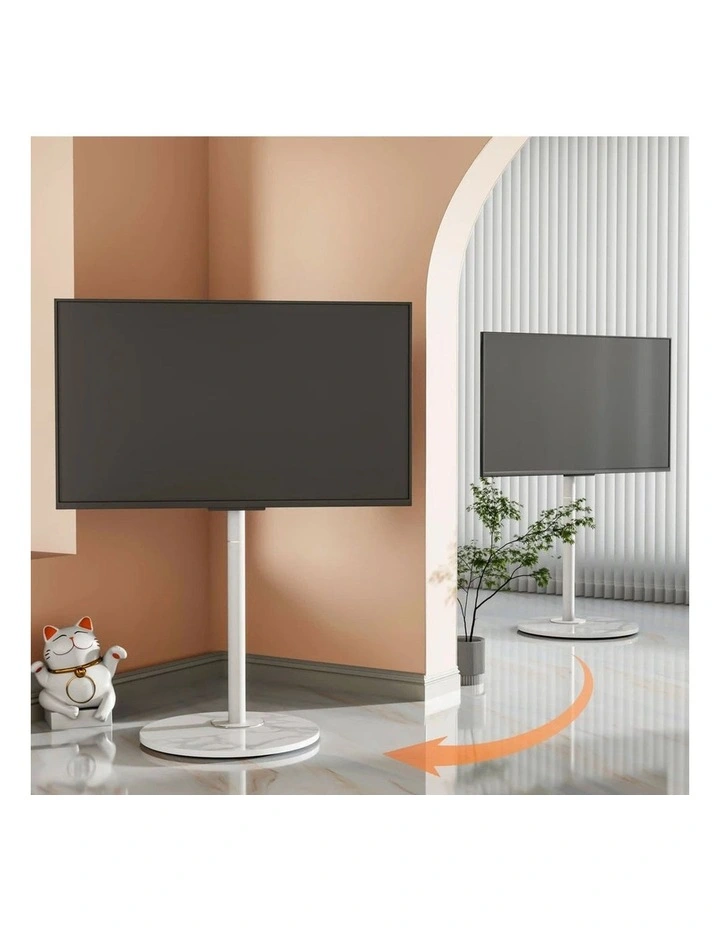 White 40-75 Inch Swivel TV Floor Stand with Sintered Stone Base and Height Adjust image 4