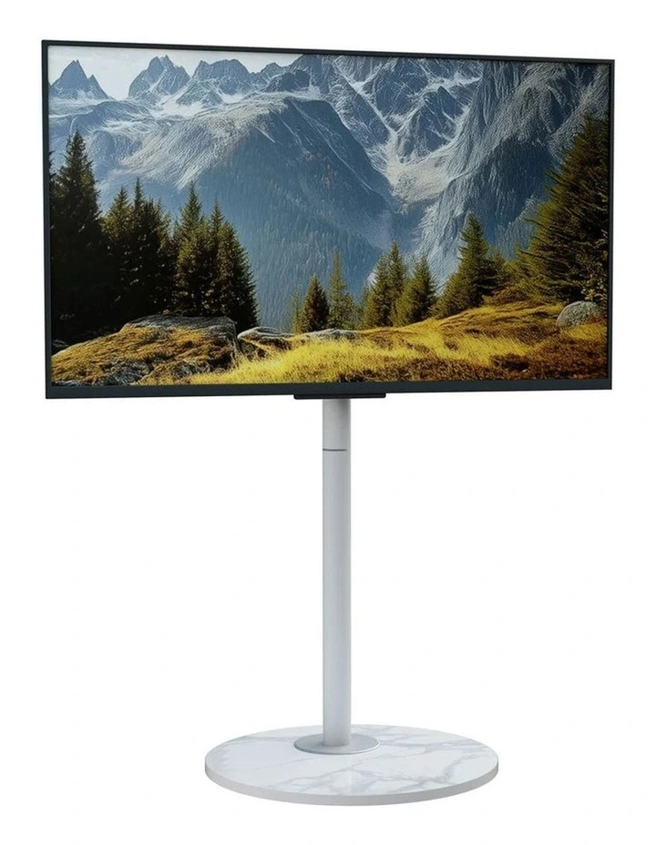 White 40-75 Inch Swivel TV Floor Stand with Sintered Stone Base and Height Adjust image 7