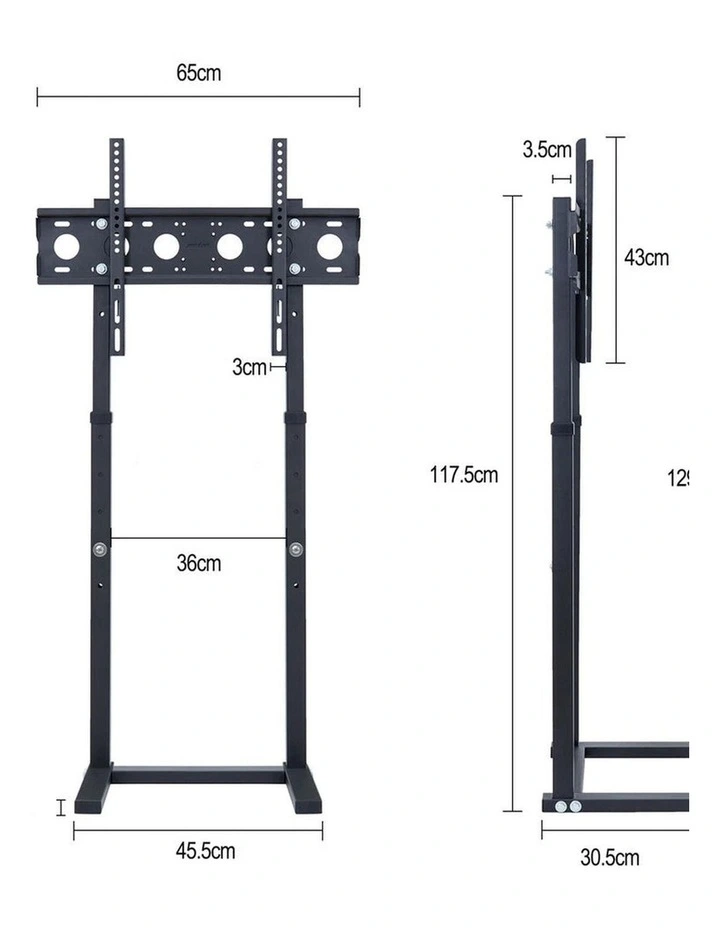 Black Adjustable Free Standing TV Stand with Cable Management for 32-65 Inch Screens image 7