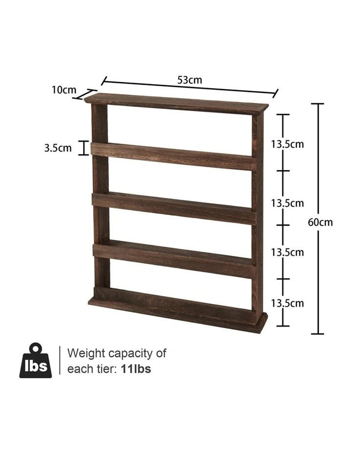 4-Tier Rustic Wood Spice Rack image 3