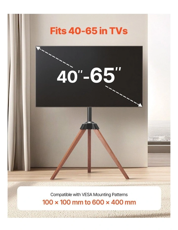 Black Tripod TV Stand 40 to 65 Inch Easel Floor Mount Adjustable image 3
