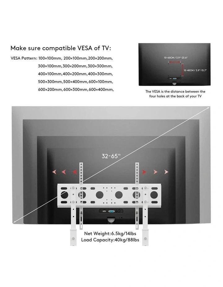 White Adjustable Free Standing TV Stand with Cable Management for 32-65 Inch TVs image 5