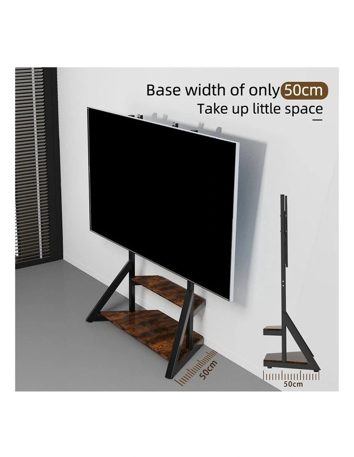 Black Brown 65-100 Inch Industrial TV Stand With Rustic Shelves For Home Cinema image 6
