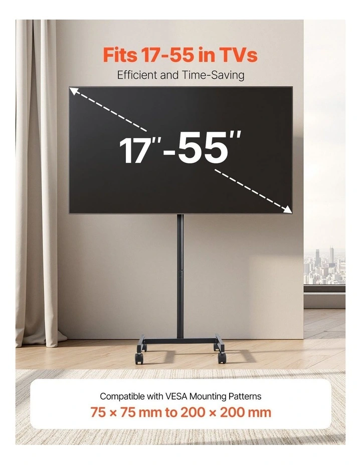Portable TV Stand 17 to 55 Inch Rolling TV Cart with Rotation Mount image 2