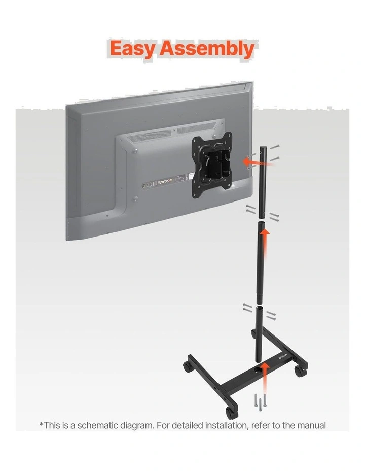 Portable TV Stand 17 to 55 Inch Rolling TV Cart with Rotation Mount image 6