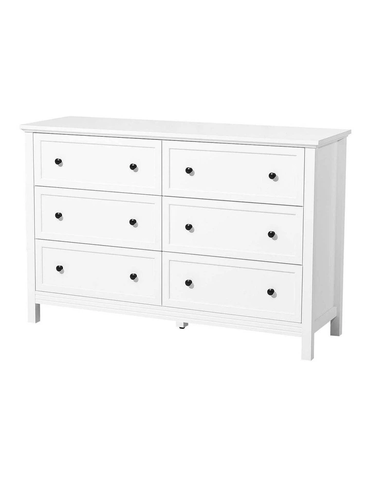 White 6 Drawer Dresser Storage Cabinet Wooden Chest of Drawers Unit image 1