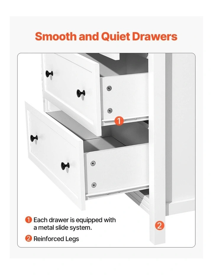 White 6 Drawer Dresser Storage Cabinet Wooden Chest of Drawers Unit image 3