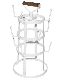 White Metal Cup Holder Stand Kitchen Mug Storage Rack Organizer Unit