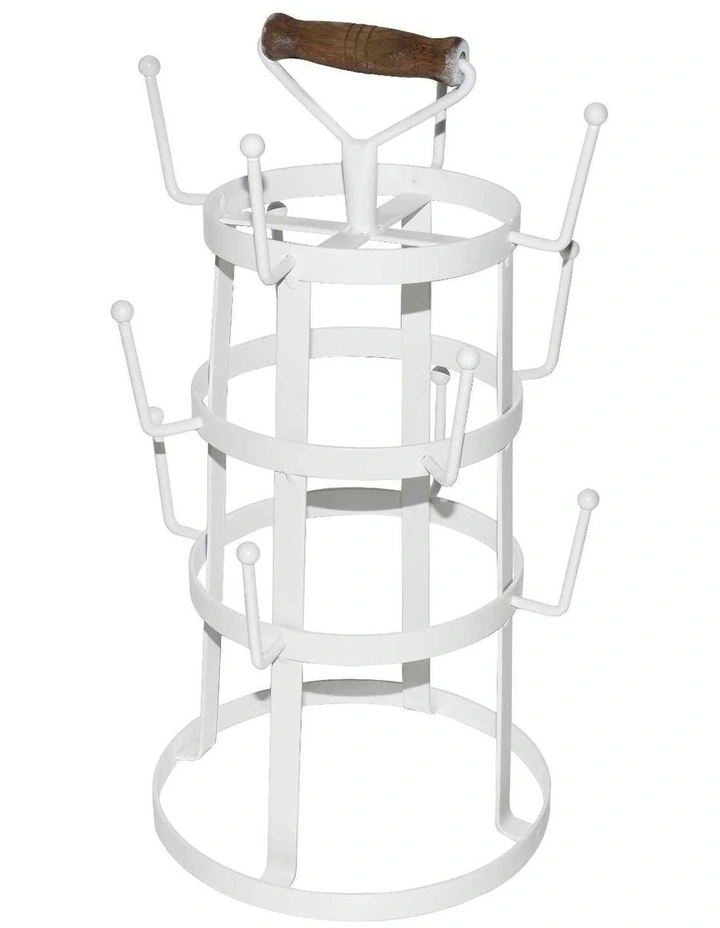 White Metal Cup Holder Stand Kitchen Mug Storage Rack Organizer Unit image 1