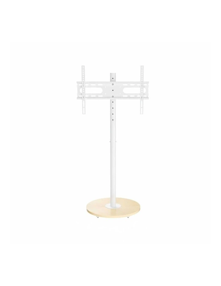 White And Natural Wood Adjustable TV Stand With Wheels For 4075 Inch Screens image 1