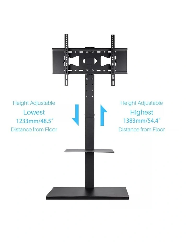 Black Modern TV Stand with Swivel Mount & Adjustable Shelf for Home or Office image 6