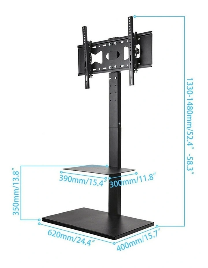Black Modern TV Stand with Swivel Mount & Adjustable Shelf for Home or Office image 7