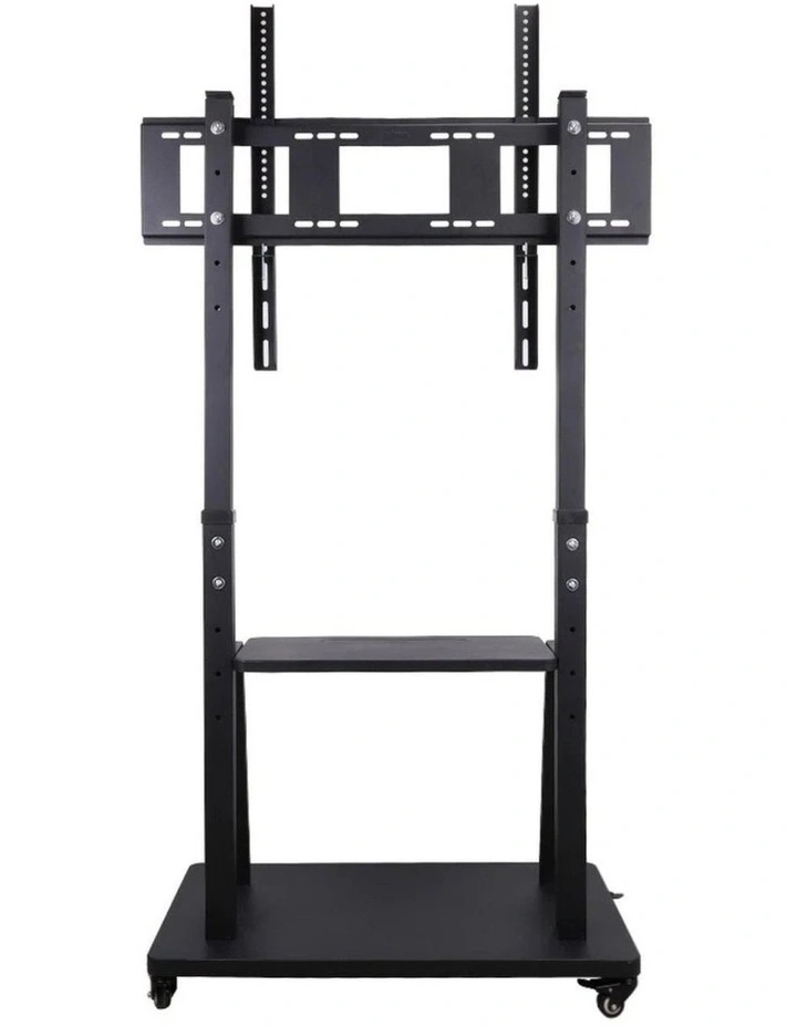Black Portable Floor TV Stand with AV Shelf, Camera Mount & Lockable Wheels for 32100 TVs image 1