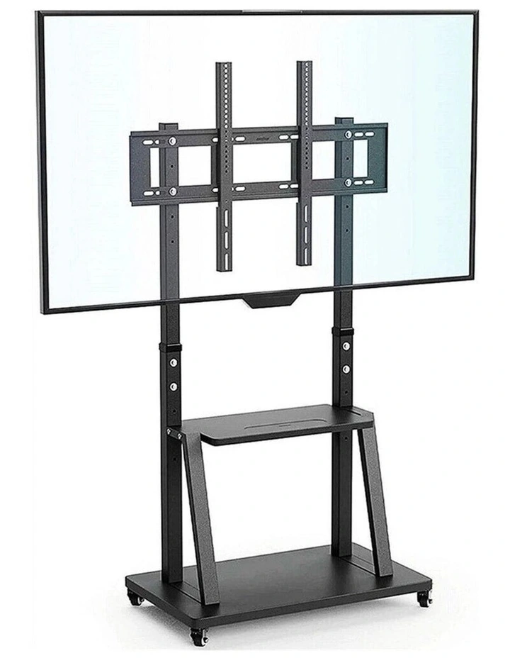 Black Portable Floor TV Stand with AV Shelf, Camera Mount & Lockable Wheels for 32100 TVs image 4