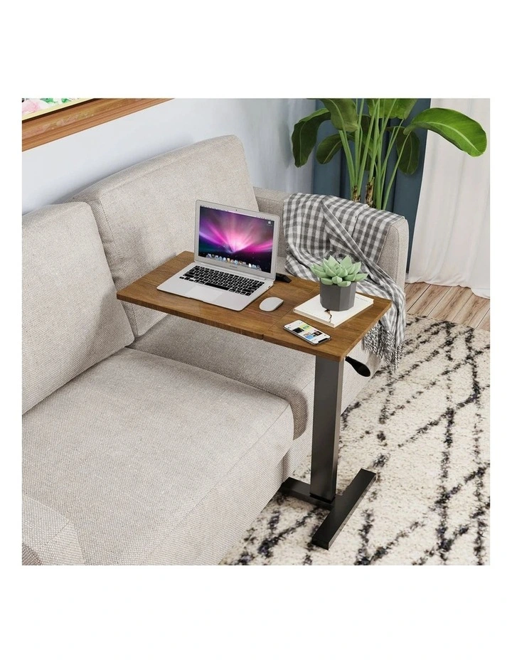Black & Walnut Height Adjustable Bedside Laptop Table With Tilt-Top & Side Surface Overbed Table image 5