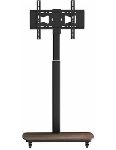 Black And Wood Motorized Height Adjustable TV Stand With Remote Control And Wheels