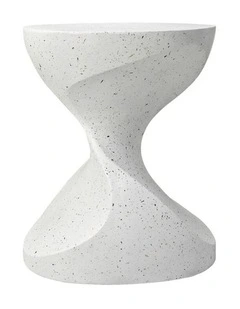 White Twisted Hourglass Speckled Side Table Or Stool