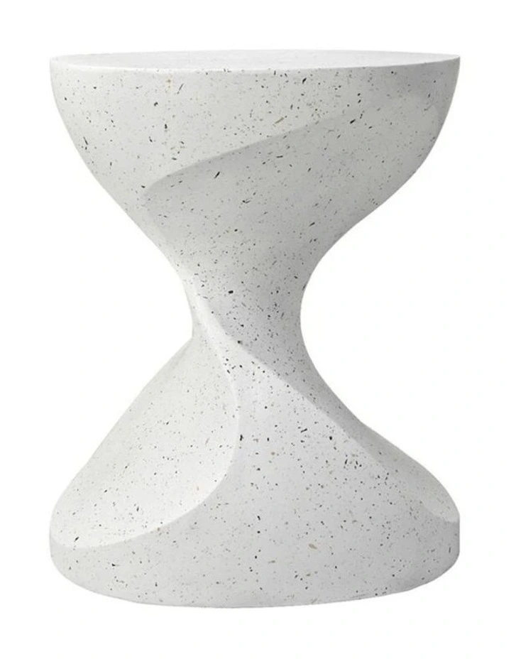 White Twisted Hourglass Speckled Side Table Or Stool image 1