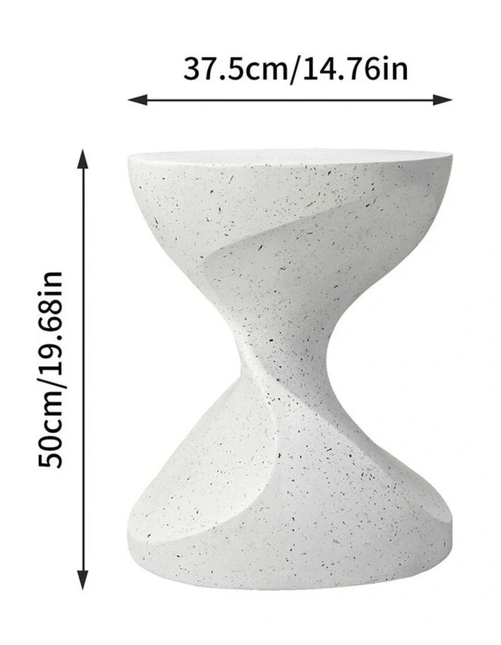 White Twisted Hourglass Speckled Side Table Or Stool image 6