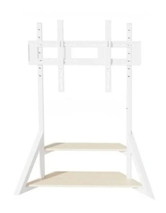White Heavy Duty TV Floor Stand with 2-Tier Shelves for 65-100 Inch Large Screens