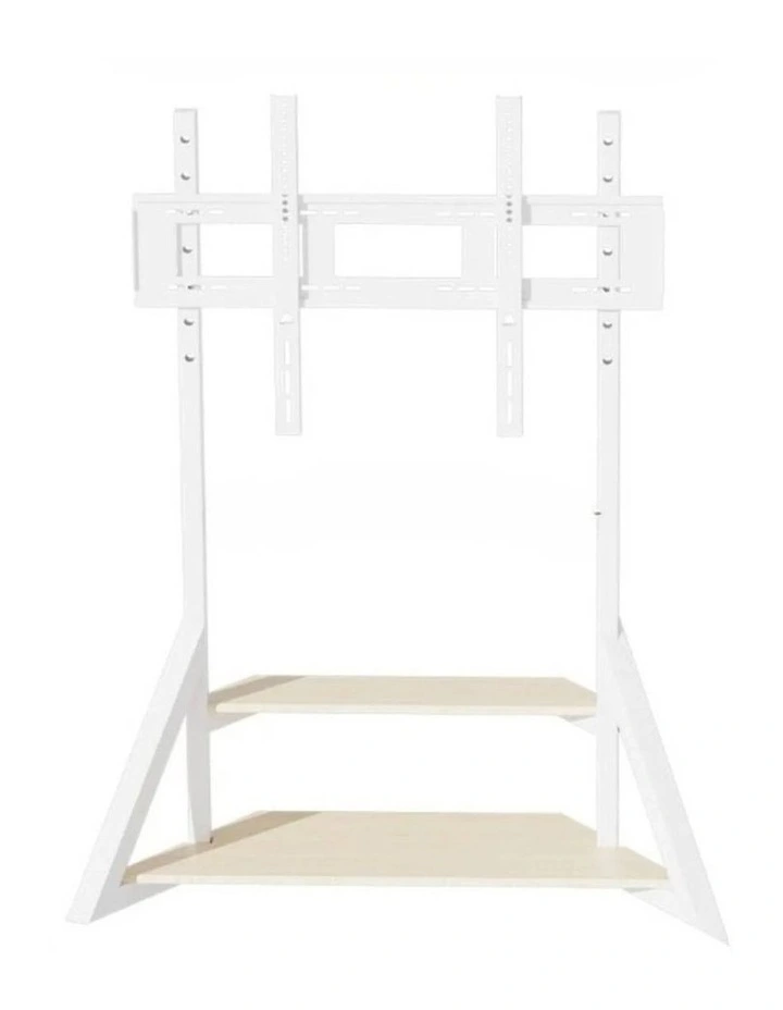 White Heavy Duty TV Floor Stand with 2-Tier Shelves for 65-100 Inch Large Screens image 1