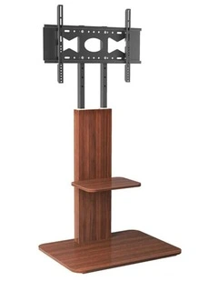 Brown 5-Level Adjustable Heavy Duty TV Floor Stand with Sturdy Bracket for Up to 65 TVs