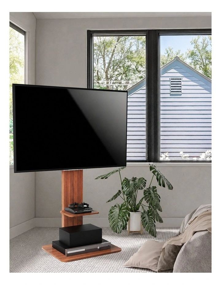 Brown 5-Level Adjustable Heavy Duty TV Floor Stand with Sturdy Bracket for Up to 65 TVs image 5