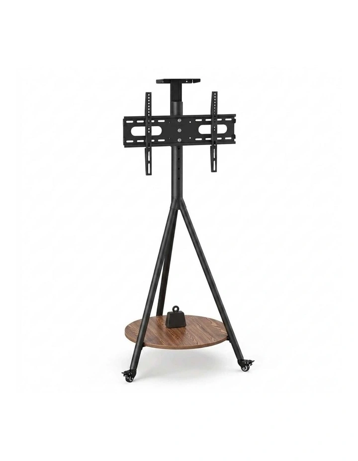 White Natural Tripod Tv Stand Floor Mount Adjustable Shelf Modern Design image 1