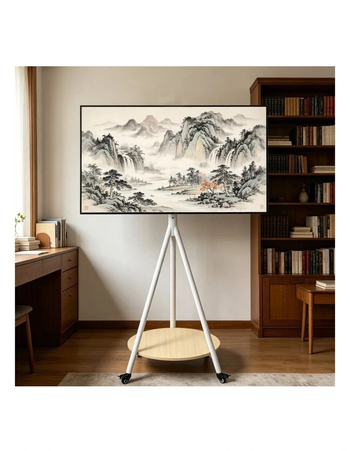 Black Walnut Tripod Tv Stand Floor Mount Adjustable Shelf Modern Style image 5